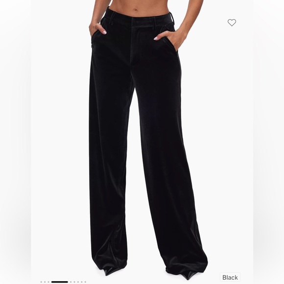 Good American Pants - GOOD AMERICAN VELVET WIDE-LEG TROUSERS